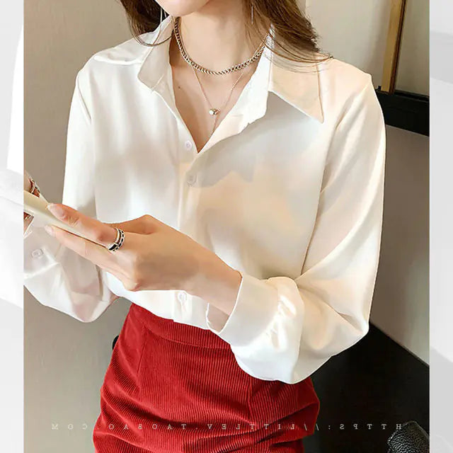 Korean Stylish Loose Solid Color Women's Office Shirt