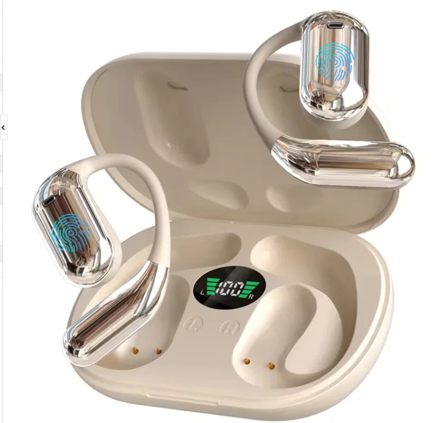 Auriculares Bluetooth con Montura de Oreja y Pantalla LED (Un Conjunto)