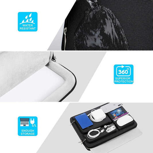 360° Protective Laptop Sleeve Case for 14 Inch HP Chromebook 14 / X360 14A / HP Stream 14, Acer Swift / Chromebook 314, 14" Ideapad Chromebook S330 ASUS Dell Portable Laptop Computer Bag, Black