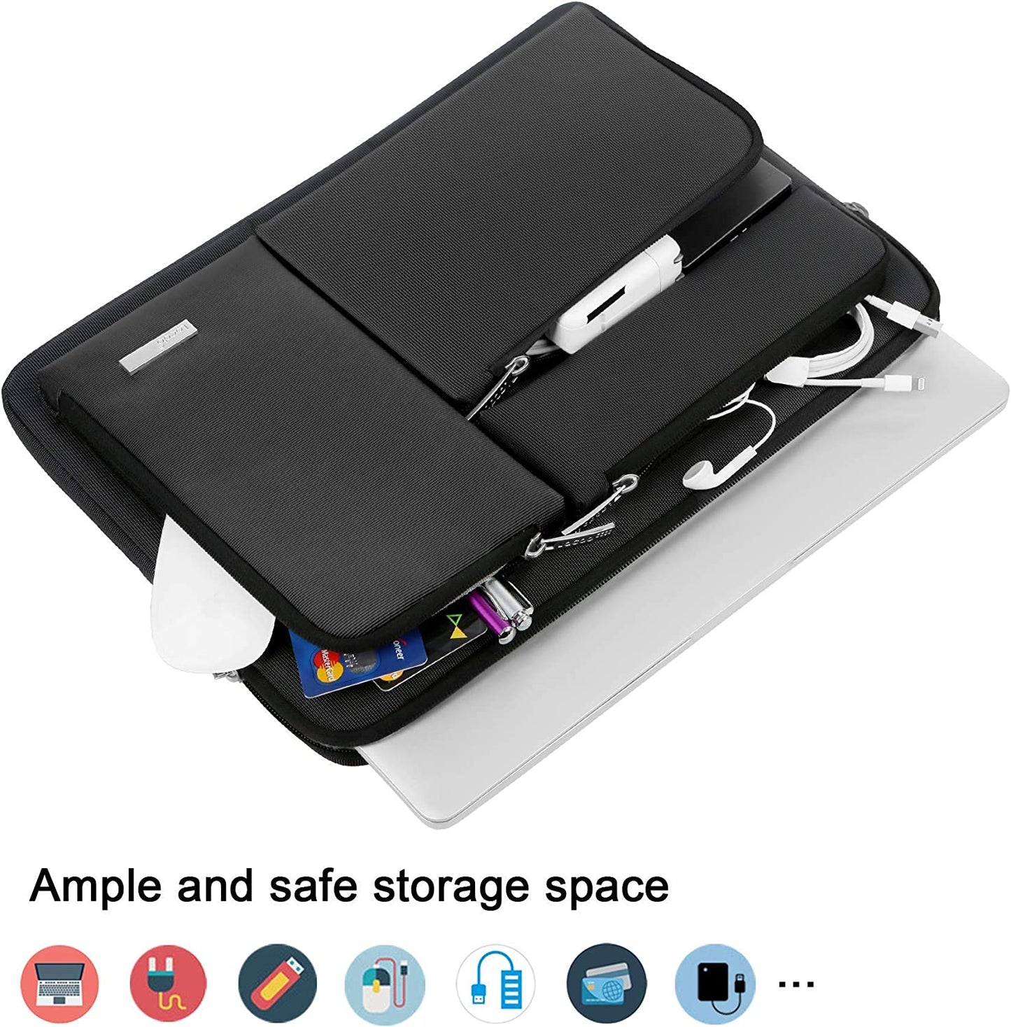 360° Protective Laptop Sleeve Case for 14 Inch HP Chromebook 14 / X360 14A / HP Stream 14, Acer Swift / Chromebook 314, 14" Ideapad Chromebook S330 ASUS Dell Portable Laptop Computer Bag, Black