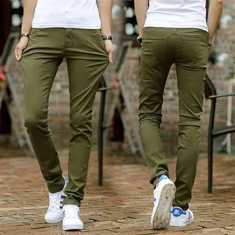 Men's Solid Color Casual Straight Trousers