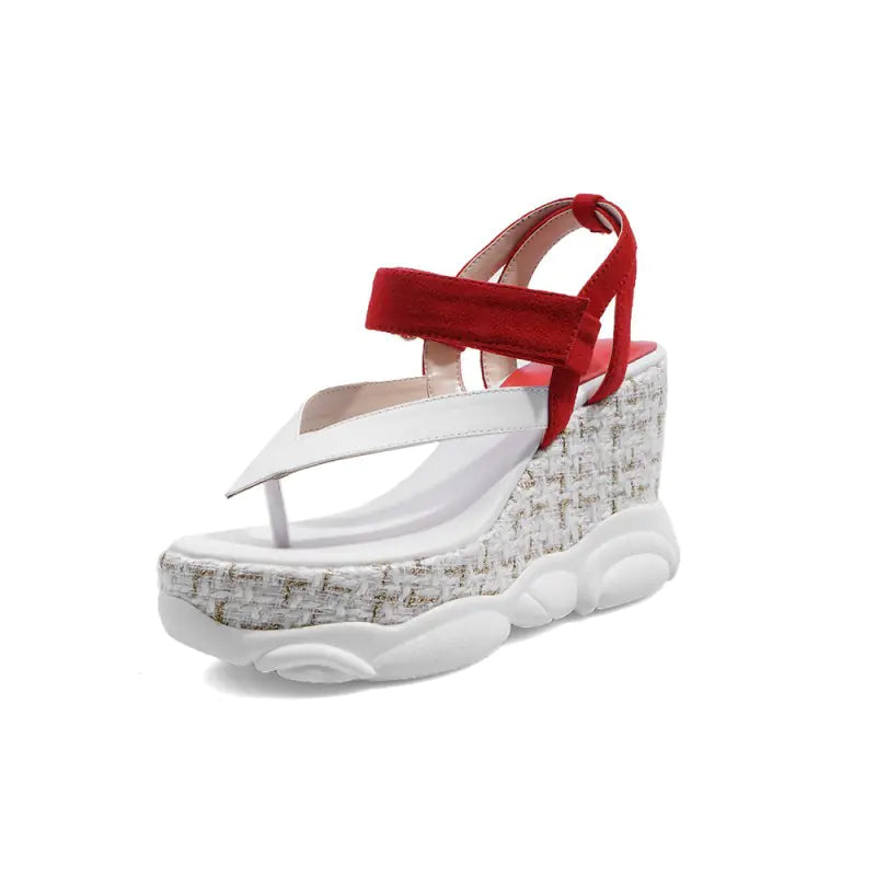 Sandalias Coloridas de Mujer con Plataforma Impermeable y Tacón Inclinado