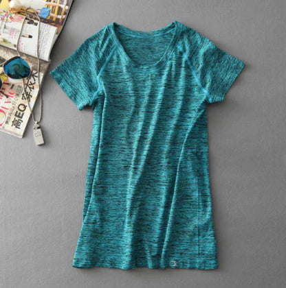 Women's Short Sleeve Gradient Sports T-Shirt for Yoga