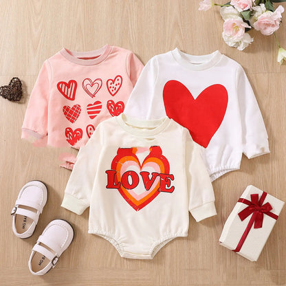 Valentine's Day Love Long-Sleeved Rompers for Babies