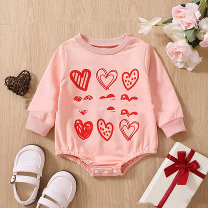 Valentine's Day Love Long-Sleeved Rompers for Babies