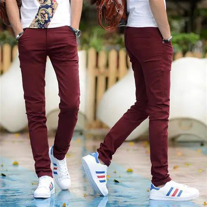 Men's Solid Color Casual Straight Trousers