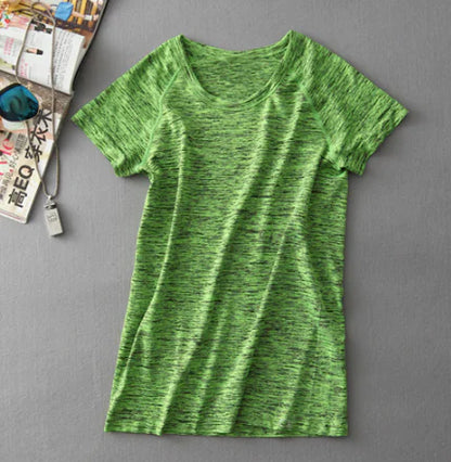 Women's Short Sleeve Gradient Sports T-Shirt for Yoga