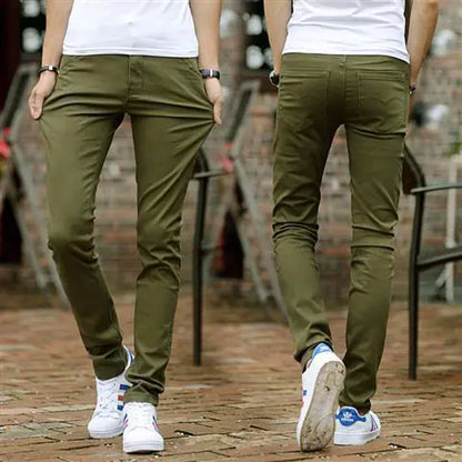 Men's Solid Color Casual Straight Trousers