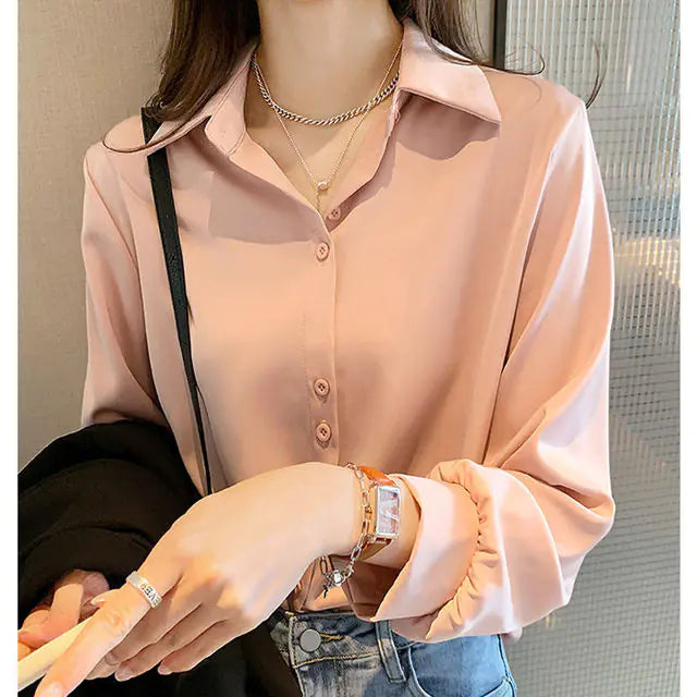 Korean Stylish Loose Solid Color Women's Office Shirt
