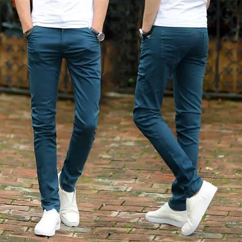 Men's Solid Color Casual Straight Trousers