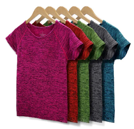 Women's Short Sleeve Gradient Sports T-Shirt for Yoga