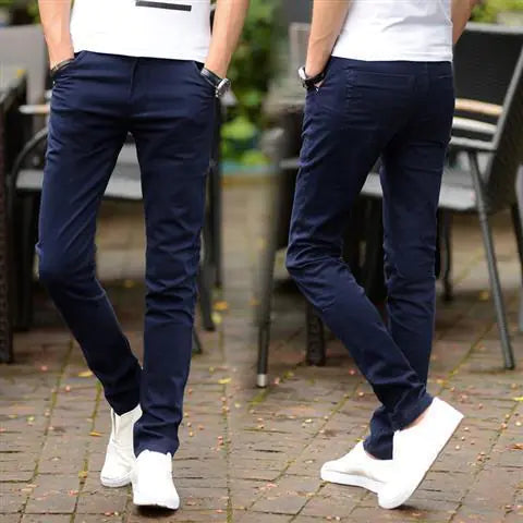 Men's Solid Color Casual Straight Trousers