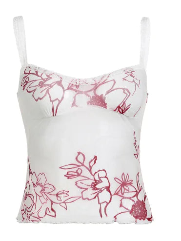 Top Halter de Malla con Estampado de Plantas para Mujer
