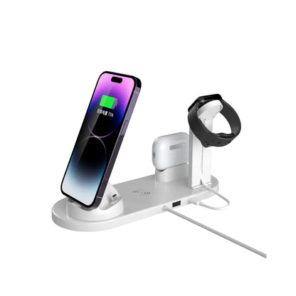 Cargador Inalámbrico 4-en-1 de 15W para Teléfonos, Auriculares y Relojes