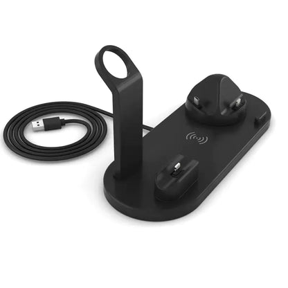 Cargador Inalámbrico 4-en-1 de 15W para Teléfonos, Auriculares y Relojes