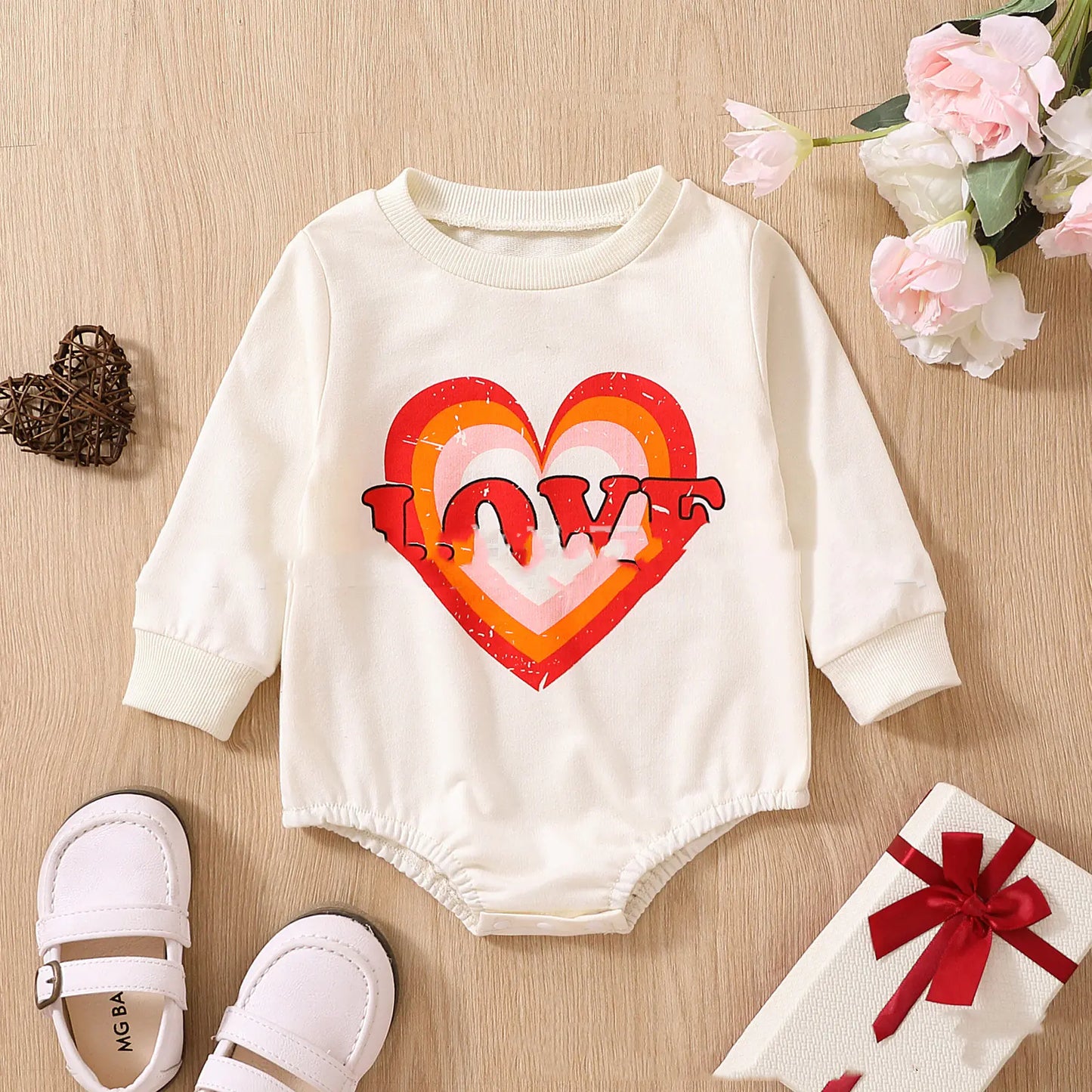 Valentine's Day Love Long-Sleeved Rompers for Babies