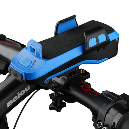 USB Rechargeable Bike Light with Phone Holder and Horn