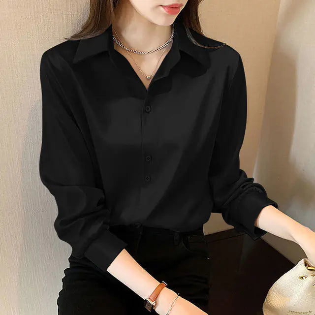 Korean Stylish Loose Solid Color Women's Office Shirt
