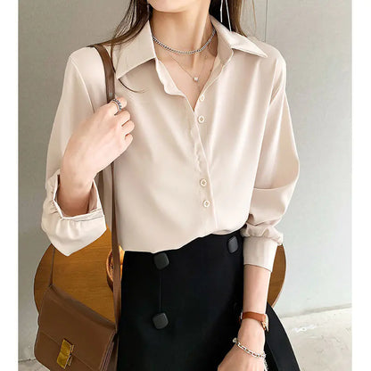 Korean Stylish Loose Solid Color Women's Office Shirt