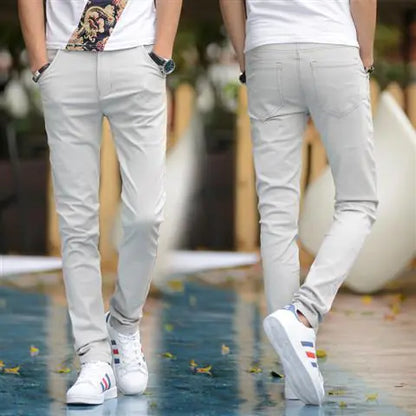 Men's Solid Color Casual Straight Trousers
