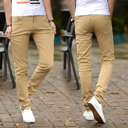 Men's Solid Color Casual Straight Trousers