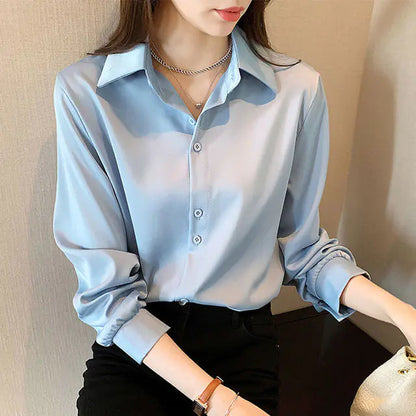 Korean Stylish Loose Solid Color Women's Office Shirt